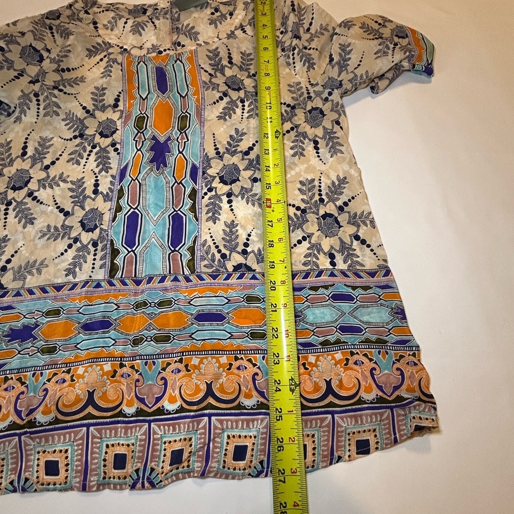 Maeve Anthropologie Multicolor Boho Floral blouse women’s size 10 3/4 sleeve - Picture 11 of 13